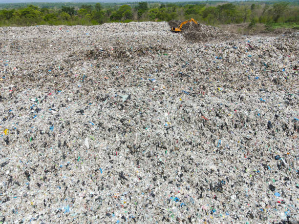 istock Aerial view landfill garbage waste huge dump environmental pollution problem, Top view on plastic and other industrial waste ecological disaster from above with garbage sorting garbage disposal 1492453957