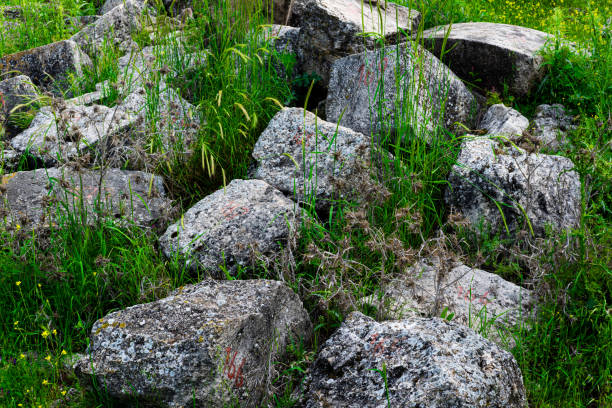 Incirhan Seljuk Caravanserai south site corner, split roof stones