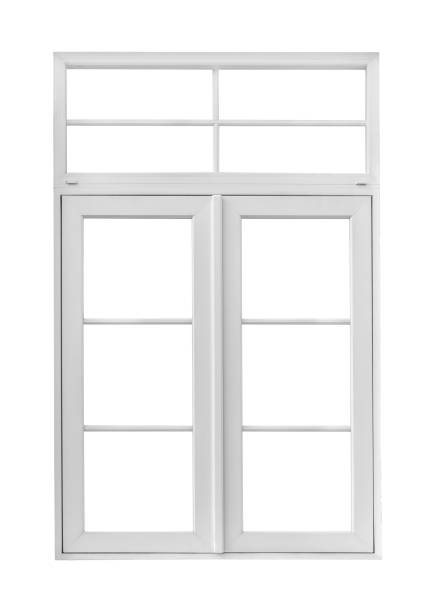 istock Real vintage house window frame isolated on white background 1492463705