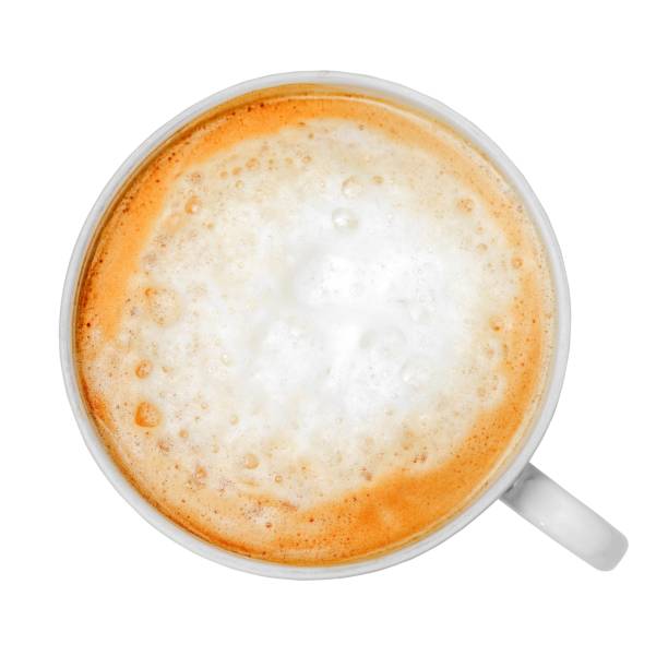 istock Cup of coffee latte top view isolated 1492464823