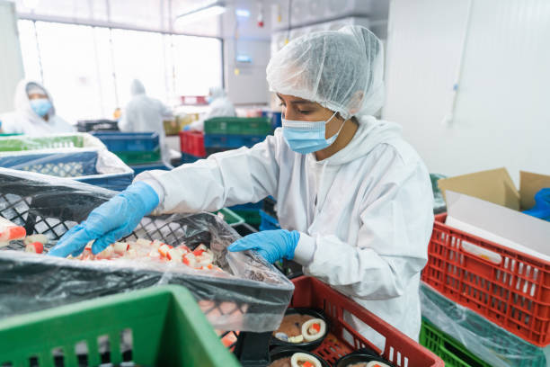 istock Woman working at a food processing plant doing quality control 1492471592