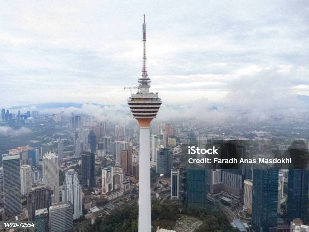 Kl Tower Kuala Lumpur Malaysia Beautiful Aerial View Of Kl Tower Against City Skyline Stock Photo - Download Image Now