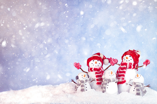 Snowman family greeting card