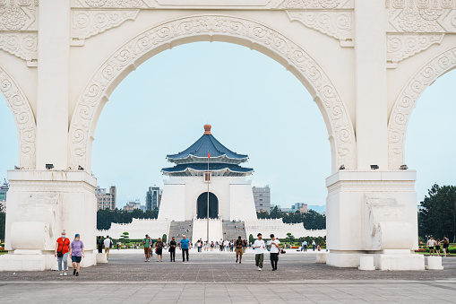 National Chiang Kai shek Memorial or Hall Freedom Square, Taipei City. landmark and popular attractions. Taipei, Taiwan, 4 April 2023