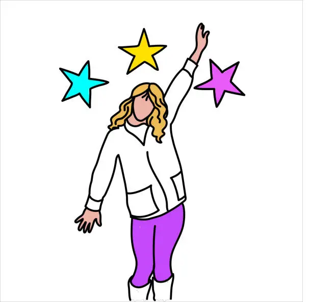 Vector illustration of Woman Reaching For The Stars Blonde