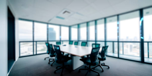 istock Abstract blurred interior modern office space work banner background with copy space, no people 1492489429
