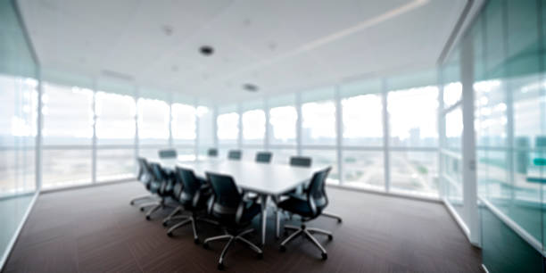 istock Abstract blurred interior modern office space work banner background with copy space, no people 1492489449