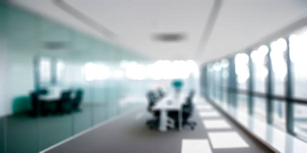 istock Abstract blurred interior modern office space work banner background with copy space, no people 1492489485