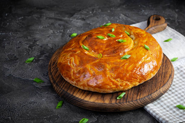 istock Homemade pie with chicken and onions. Onion pie 1492491124