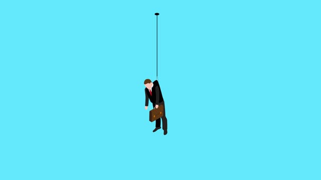 Businessman bankrupt hanging by the rope