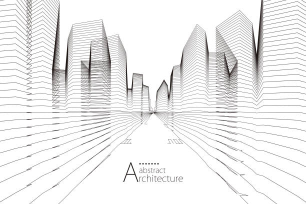 Building Line Drawing Abstract 4,300+ Abstract Line Art Skyscrapers Stock Photos, Pictures & Royalty ...