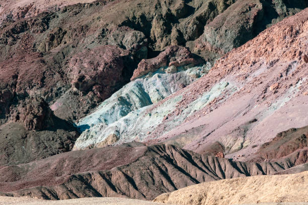 The colorful rock formations located in Death Valley National Park, known as the Artists Pallet.