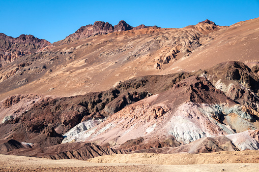 The colorful rock formations located in Death Valley National Park, known as the Artists Pallet.