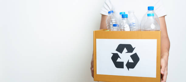 istock Volunteer keep plastic bottle into paper box at home or office. Hand Sorting Recycle garbage. Ecology, Environmental, pollution, Dispose recycling, waste management and trash Separation concept 1492500548