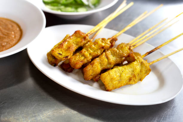 istock Grilled pork satay with peanut sauce 1492504057