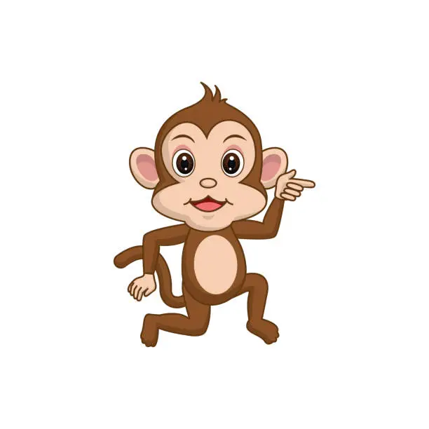 Vector illustration of Cute monkey in cartoon style isolated. Monkey mascot on white background  illustration