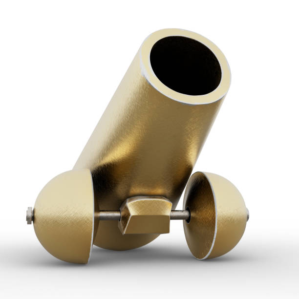 istock Ancient Vintage Medieval Golden Cannon. 3D Illustration. File with Clipping Path. 1492513479
