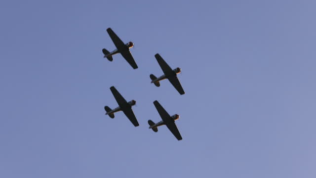 4K video of Group of WWII Mitsubishi A6M Zero planes in formation during a holiday