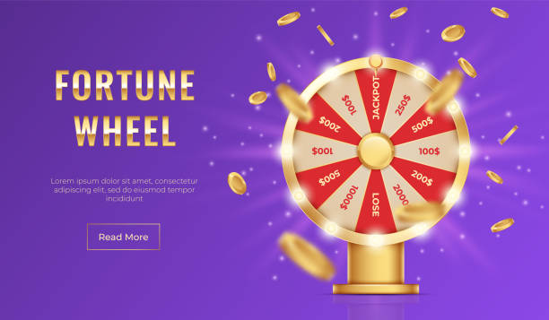 ilustrações de stock, clip art, desenhos animados e ícones de fortune wheel realistic, lucky lottery prize. landing page design. casino game jackpot web banner, luck for money bet, win number, motion round target. 3d elements. vector graphic background - wheel incentive spinning luck