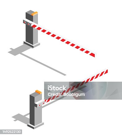 istock Isometric Automatic Barrier. Icons Set. Objects Isolated on White. 1492522130