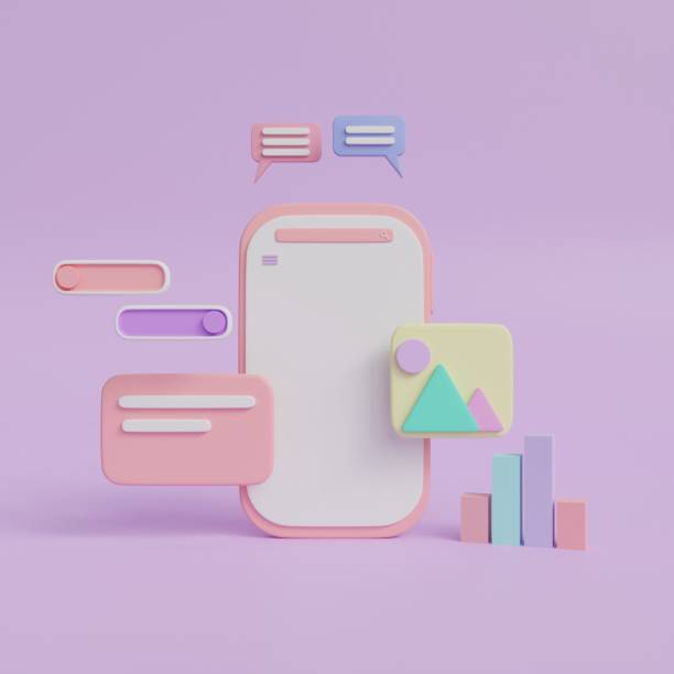 istock 3D cartoon smartphone minimal mobile phone app development web design on purple background. 3d icon render illustration 1492526791