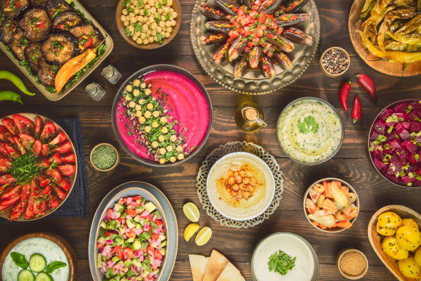 Assorted of Egyptian Oriental Salad Dishes