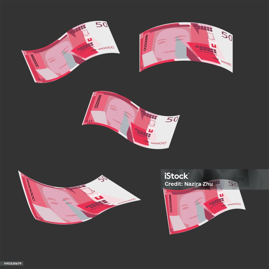 Gip Bank Notes Gibraltar Pound Vector Illustration Gibraltar Money Set Bundle ...