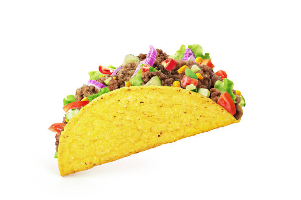 Mexican taco isolated on a white background stock photo