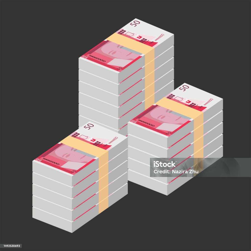 Gip Bank Notes Gibraltar Pound Vector Illustration Gibraltar Money Set Bundle ...