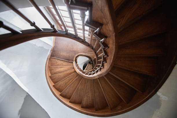 istock Spiral staircase in old church 1492532688