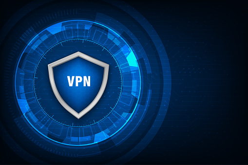 Virtual Protection Shield Vector Tecnnology Virtual Private Network Shield With Tech Circuit ...