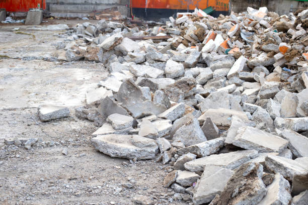 istock Piles of rubble after house demolition 1492534143