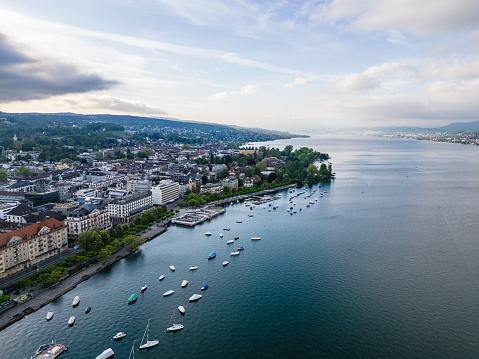 Aerial View Of Lake Zurich And It's Shore
