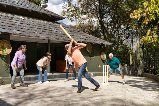 istock Family members playing cricket in the back yard. 1492534758