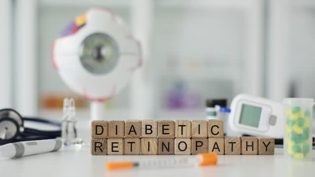 Phrase Diabetic Retinopathy against medical equipment