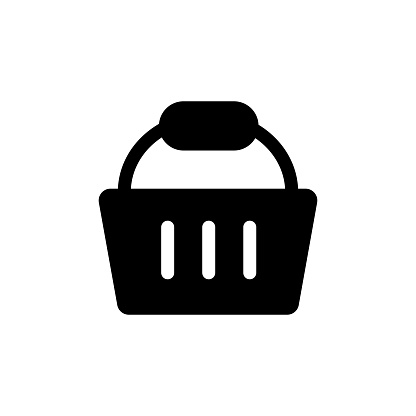 Shopping Basket Solid Icon. Design is Suitable for Web Page, Mobile App, UI, UX and GUI design.