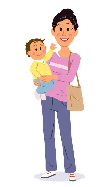 Vector illustration of Mother With Baby