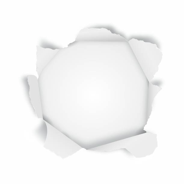 ilustraciones, imágenes clip art, dibujos animados e iconos de stock de agujero de papel roto - papel rasgado