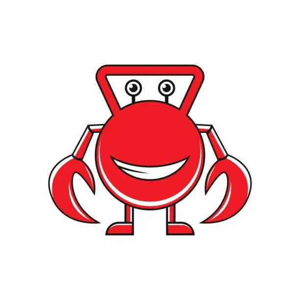 Vector illustration of Cute fitness crab character vector