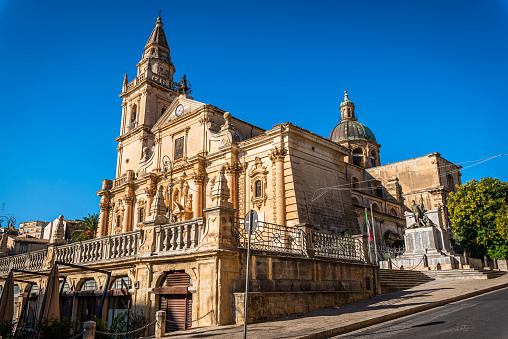 View of San Giovanni Cathedral in Ragusa, Sicily, Italy, Europe, World Heritage Site
