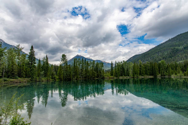 istock trees, clouds and mountains reflected in the tranquil water 1492548900
