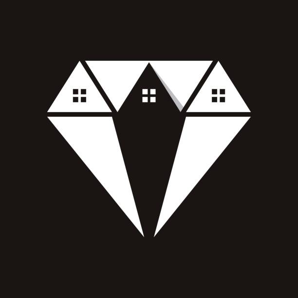 ilustrações de stock, clip art, desenhos animados e ícones de diamond and house logo vector icon - house real estate residential structure insurance