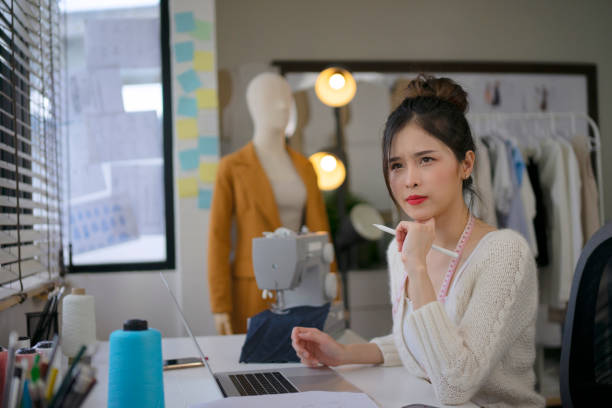 istock Pretty woman work as designer. 1492554918