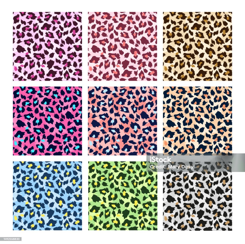 Leopard Print Variants Colorful Leopard Print Stock Illustration - Download Image Now ...