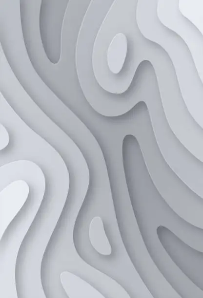 Vector illustration of Paper cut topography relief imitation, gray multi layers in gradient texture