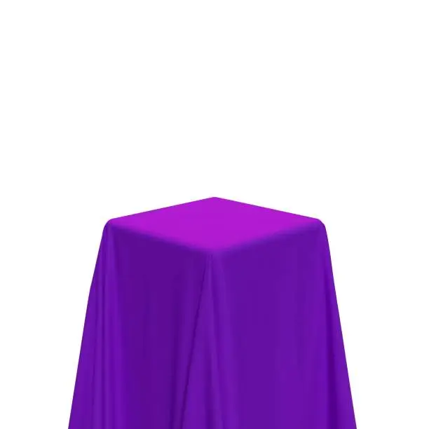 Vector illustration of Purple fabric covering a cube or rectangular shape