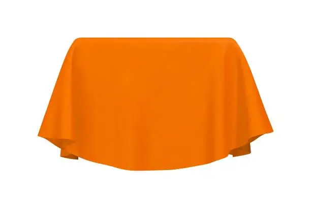 Vector illustration of Orange fabric covering a cube or rectangular shape