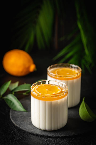 Dessert panna cotta with lemon