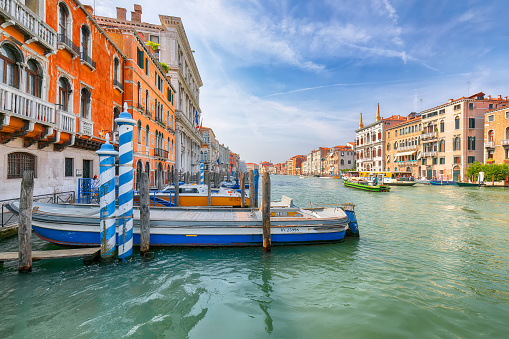 Astonishing morning cityscape of Venice with famous Canal Grande. Popular travell destination... Location: Venice, Dolomites, Italy, Europe