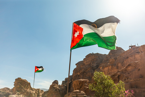 The Jordanian flag flying